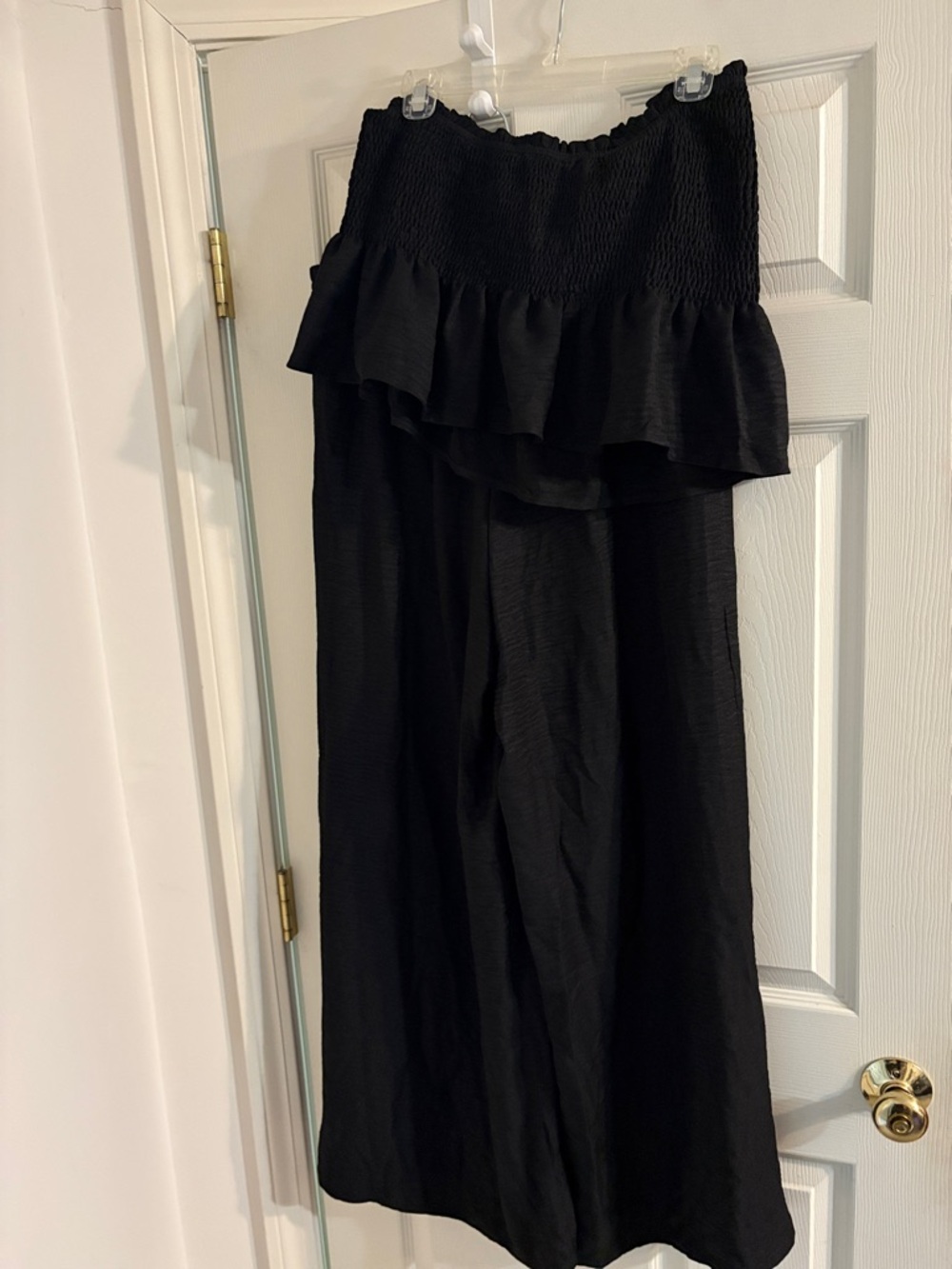 SHEIN Black Ruffle Wide-Leg Jumpsuit